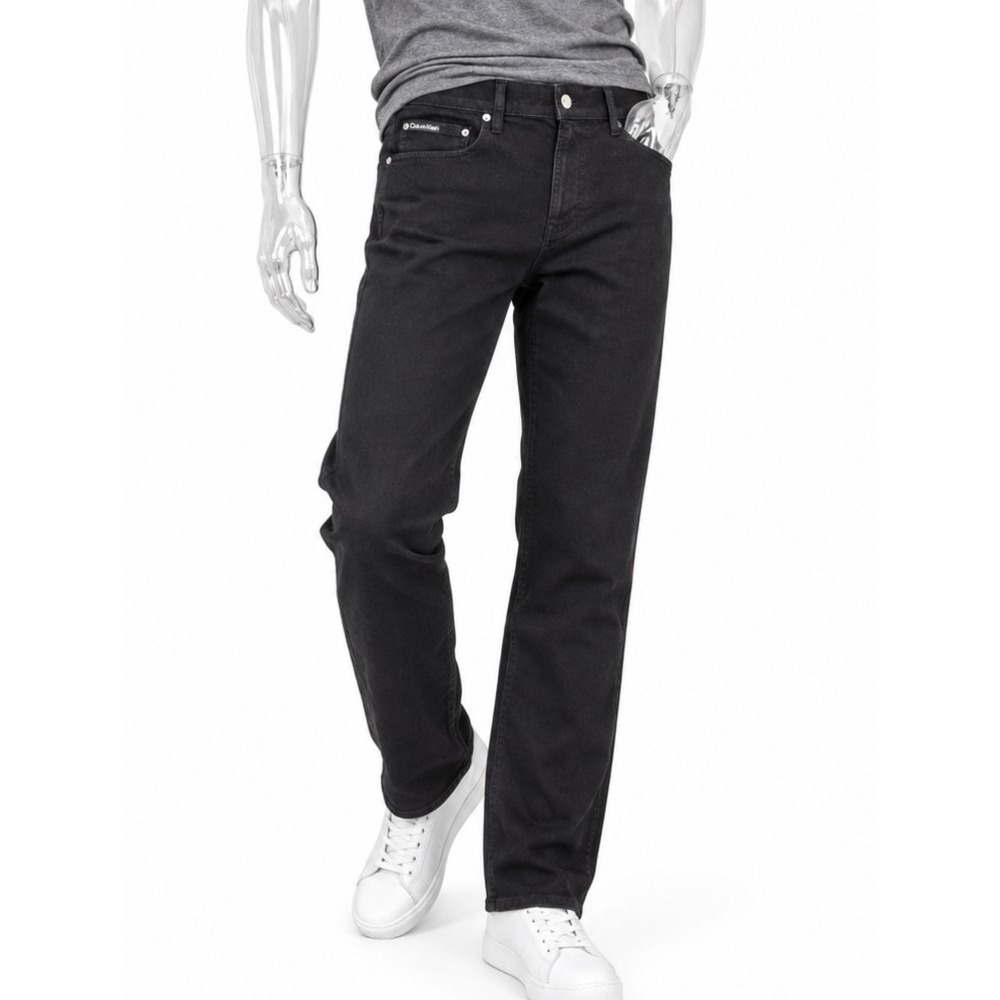 Calvin Klein Men's Black Stretch Denim Jeans Standard Slim Straight Fit SKUM062